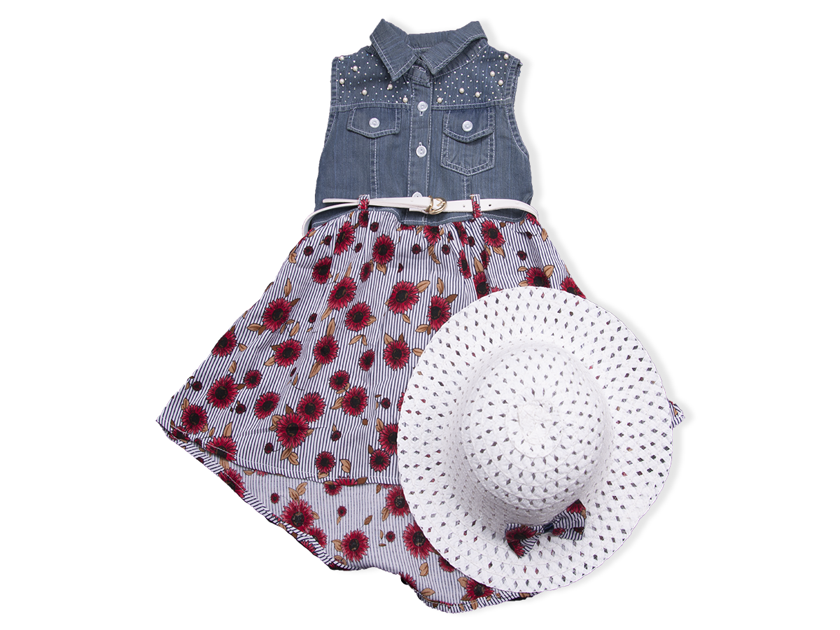 2-5 YAS TASLI KEMERLI ELBISE