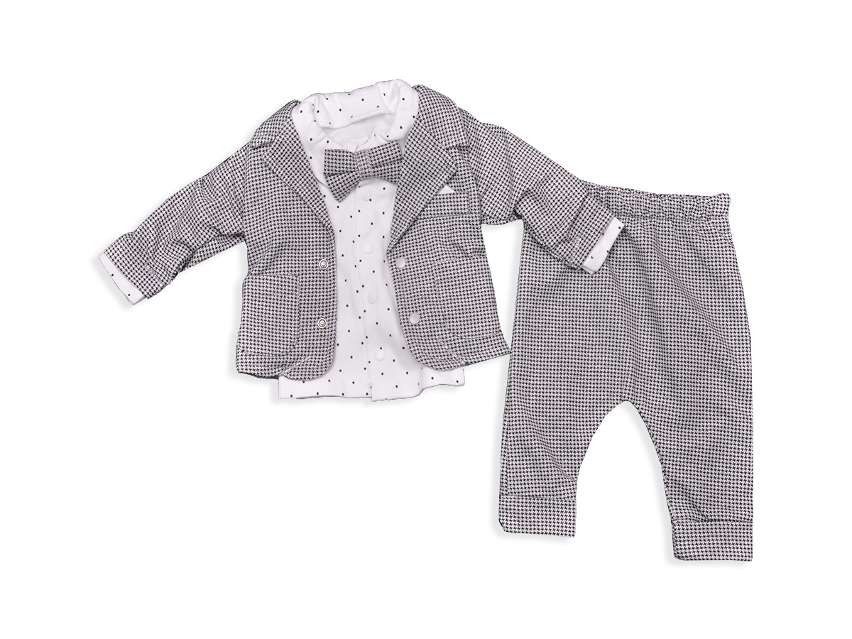 ERKEK 3-12 AY KAZ AYAKLİ CEKET ÜÇLÜ TAKIM 