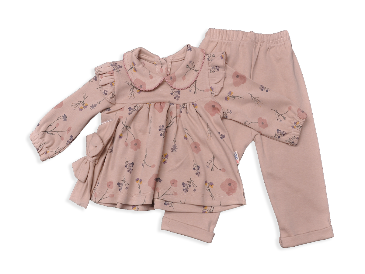 KIZ 3-12 AY ÇİÇEK DESENLI İKİLİ TAKIM 