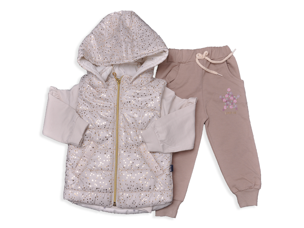 KIZ 9-18 AY YILDIZLI ŞİŞME YELEKLİ 3'LÜ KIZ TK