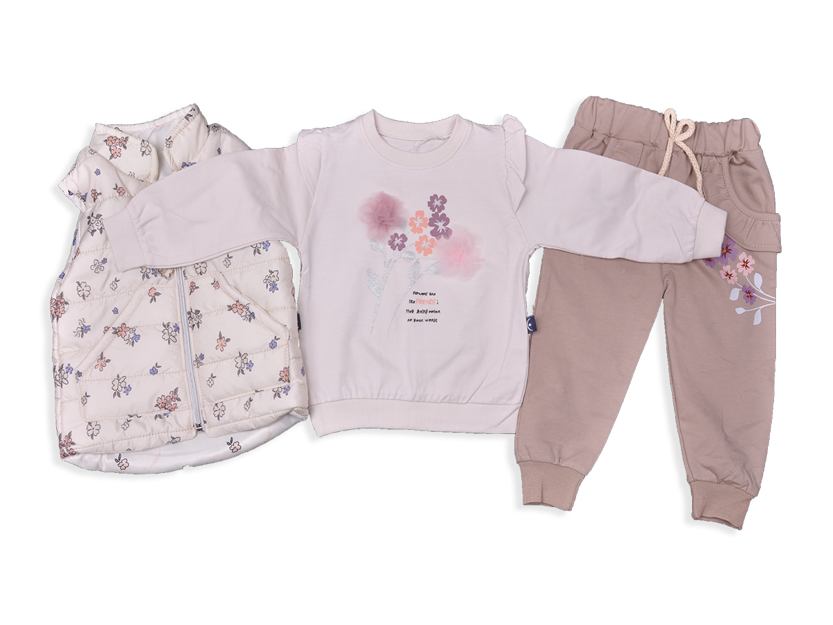 KIZ 9-18 AY ÇİÇEKLİ ŞİŞME YELEKLİ 3'LÜ KIZ TK