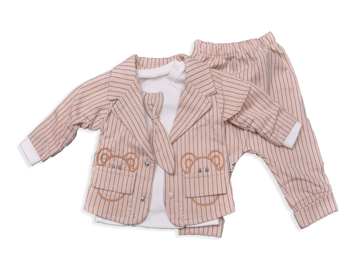 ERKEK 3-9 AY TAVSANLİ CİZGİLİ ÜÇLÜ TAKİM 