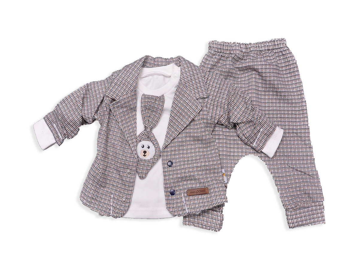 ERKEK 3-9 AY KRAVATLİ AYİLİ ÜÇLÜ TAKIM 