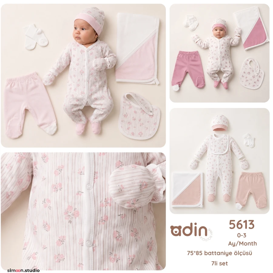7LI TULUM SET GUL DESENLI