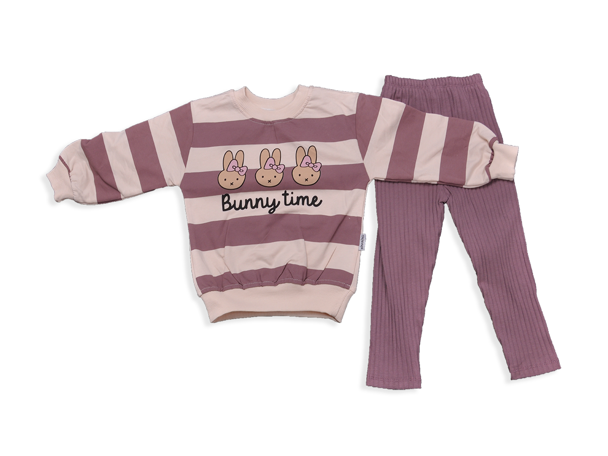 KIZ 2-5 YAS BUNY TİME BASKILI KIZ TAKIM