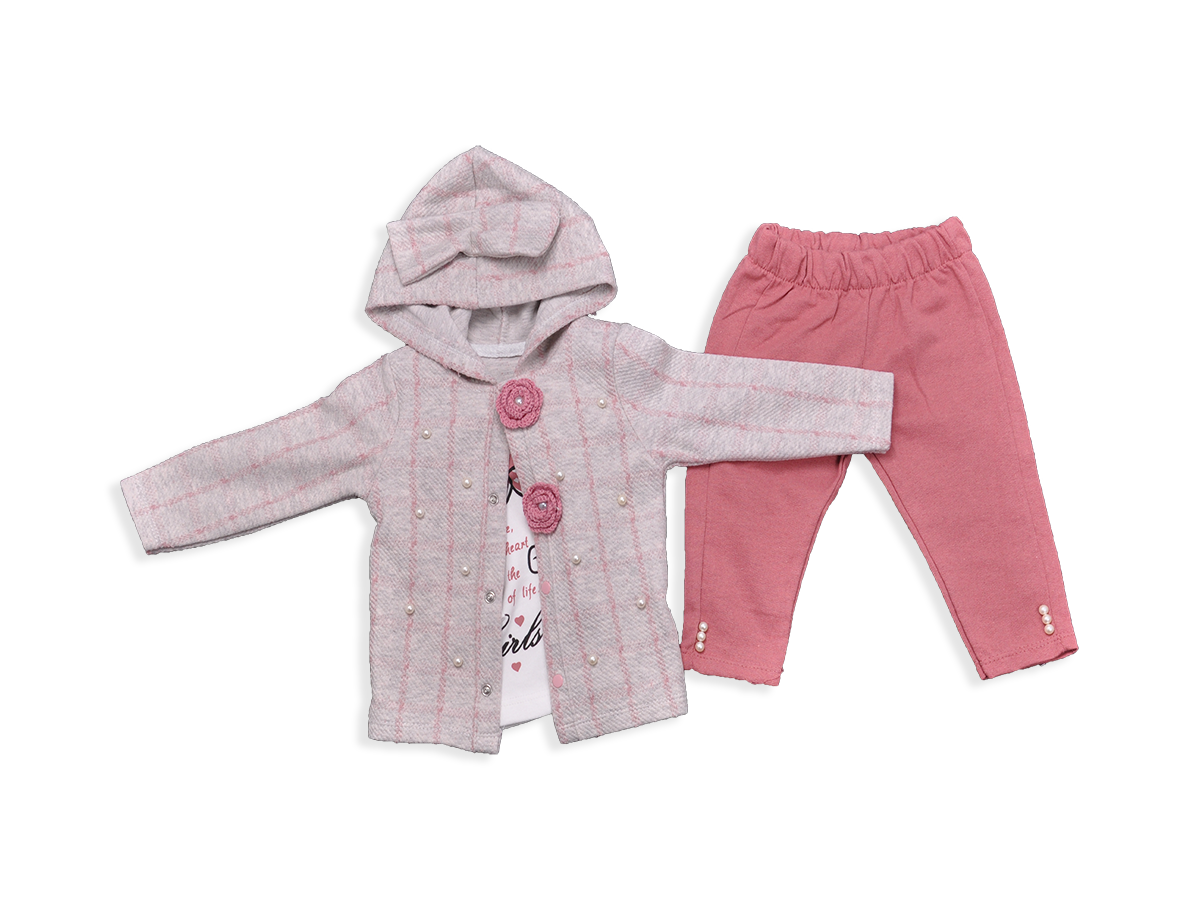 KIZ 9-24 AY HIRKASI ÇİZGİLİ İNCİ DETAYLI 3’LÜ TAKIM 