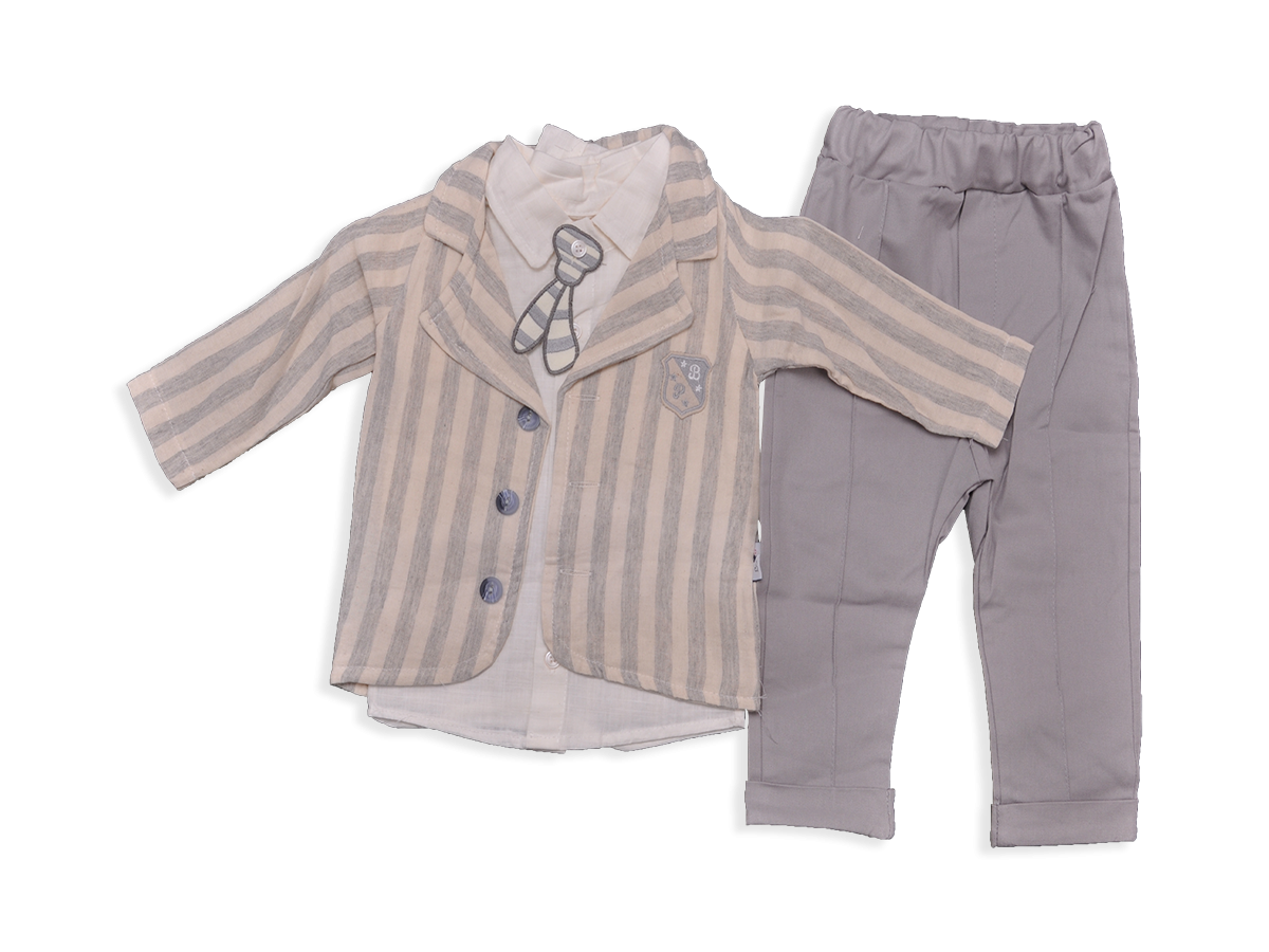 ARMA NAKIŞLI MÜSLİN (ORGANİK) CEKET ERKEK 3 LÜ TAKIM