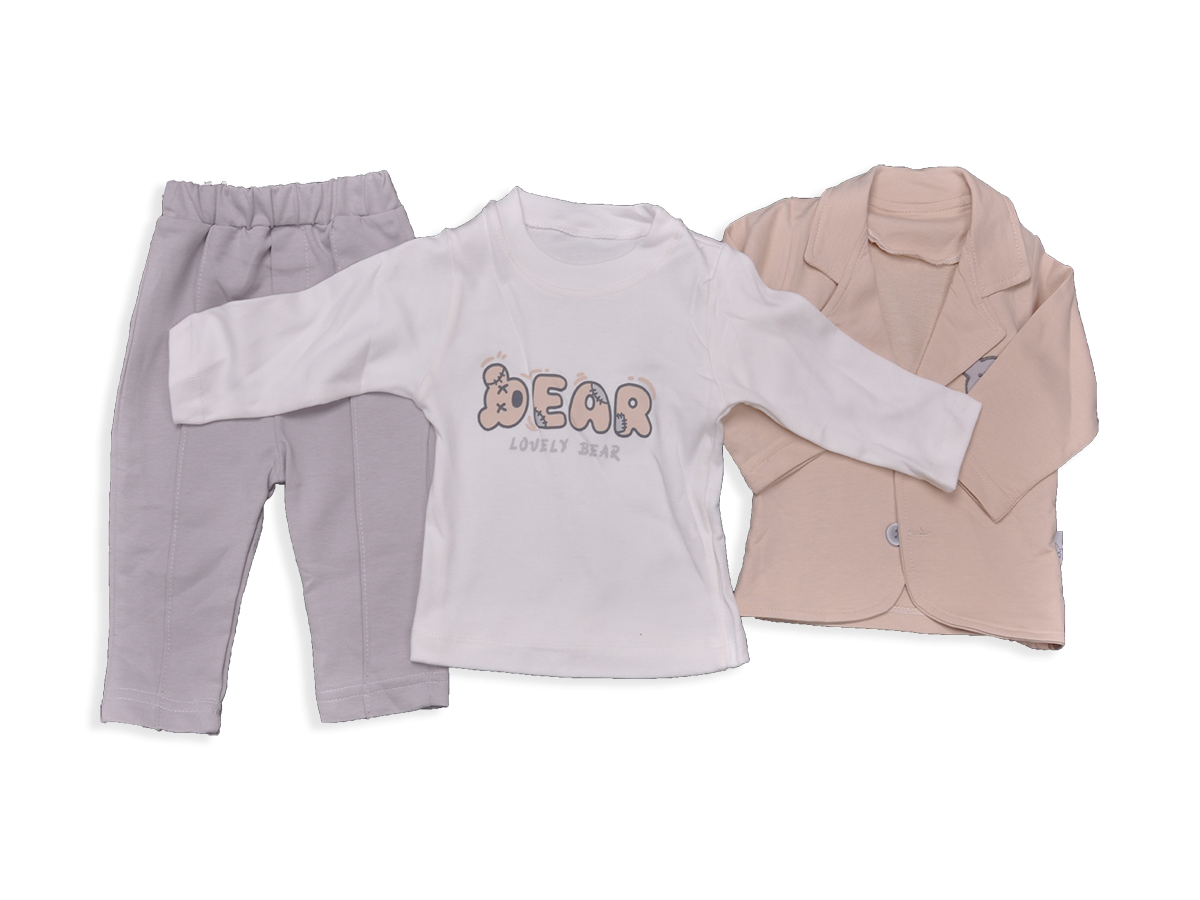 BEAR BASKILI 2İP 3LÜ TAKIM