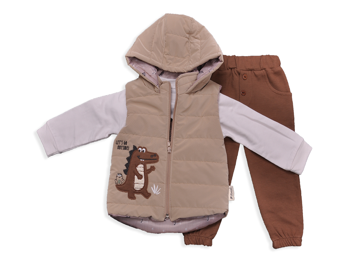 ERKEK 9-18 AY DİNOZORLU ŞİŞME YELEKLİ 3'LÜ TK