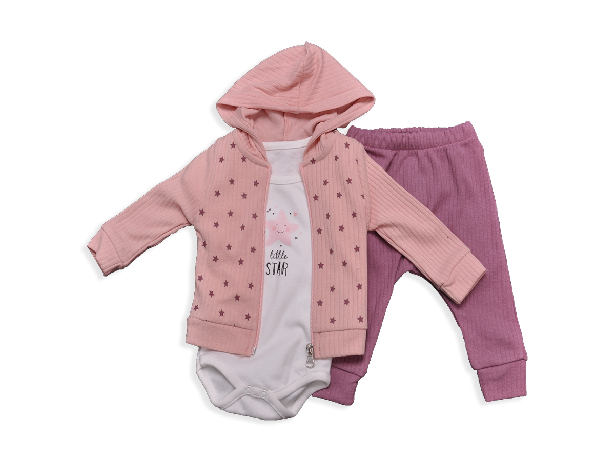 KIZ 3-12 AY YILDIZ BASKILI ZIBINLI 3’LÜ TAKIM 