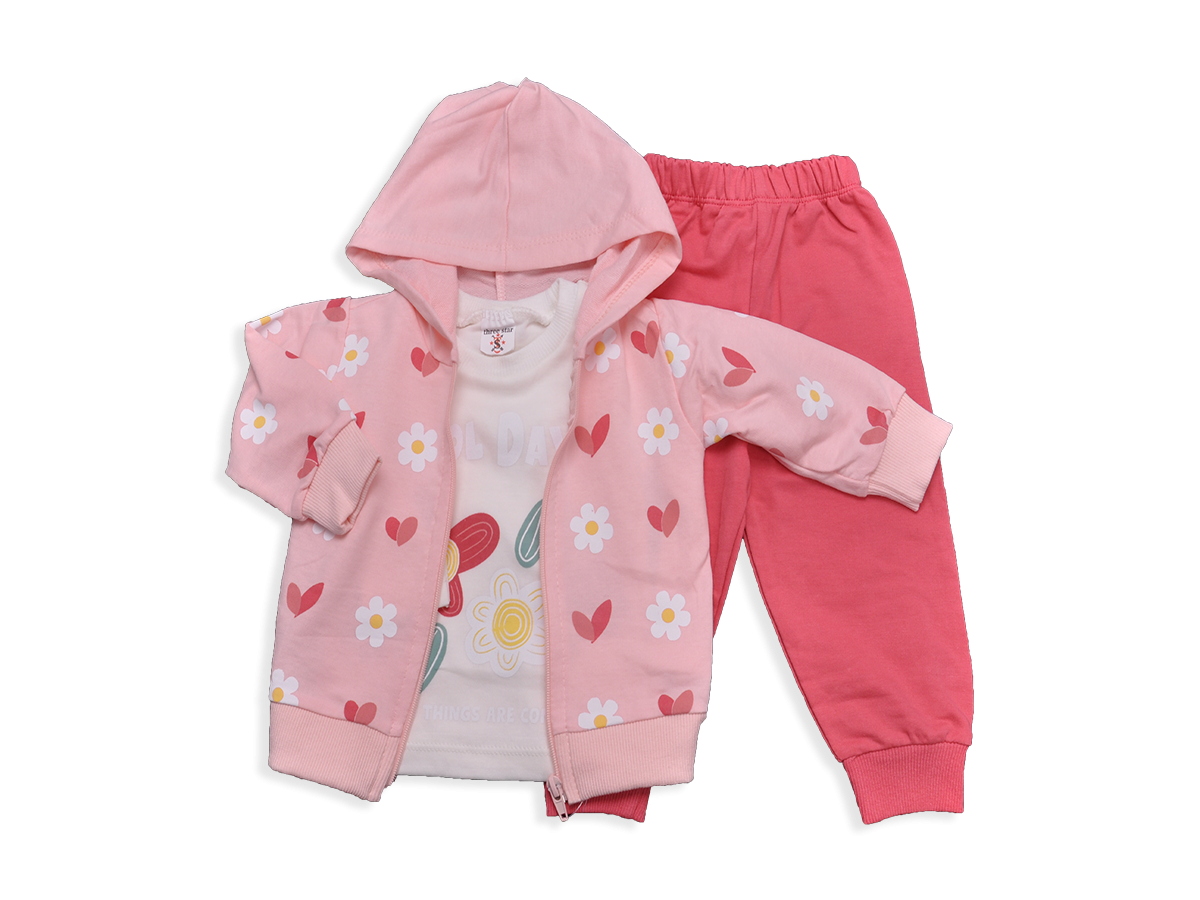 KIZ 9-24 AY 3LU TAKIM ÇİÇEKLİ