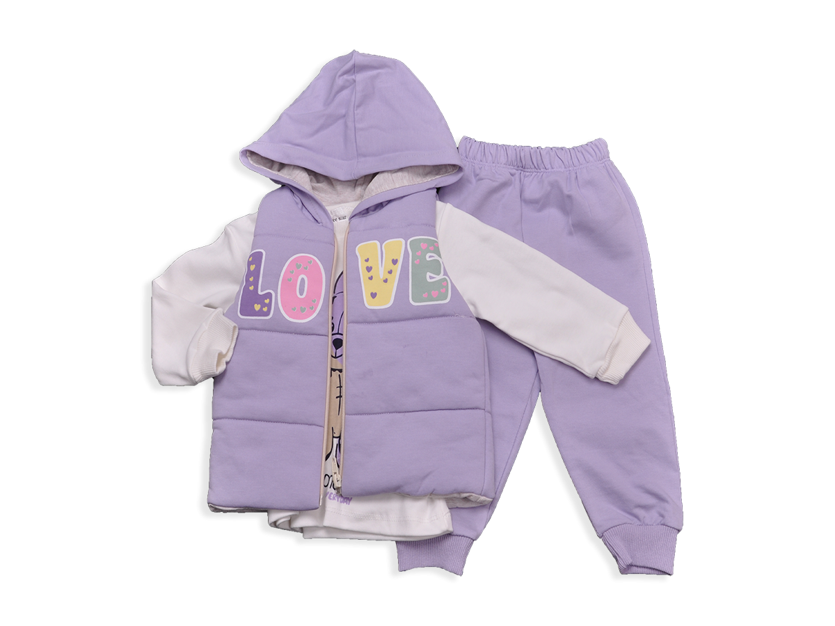 KIZ 9-24 AY 3LU TAKIM YELEKİ LOVE