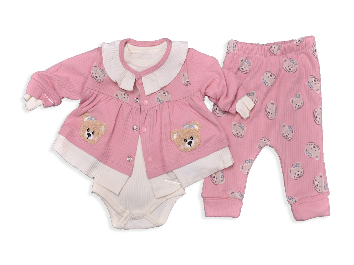 KIZ 3-12 AY AYİ BASKİLİ ÜÇLÜ TAKIM 