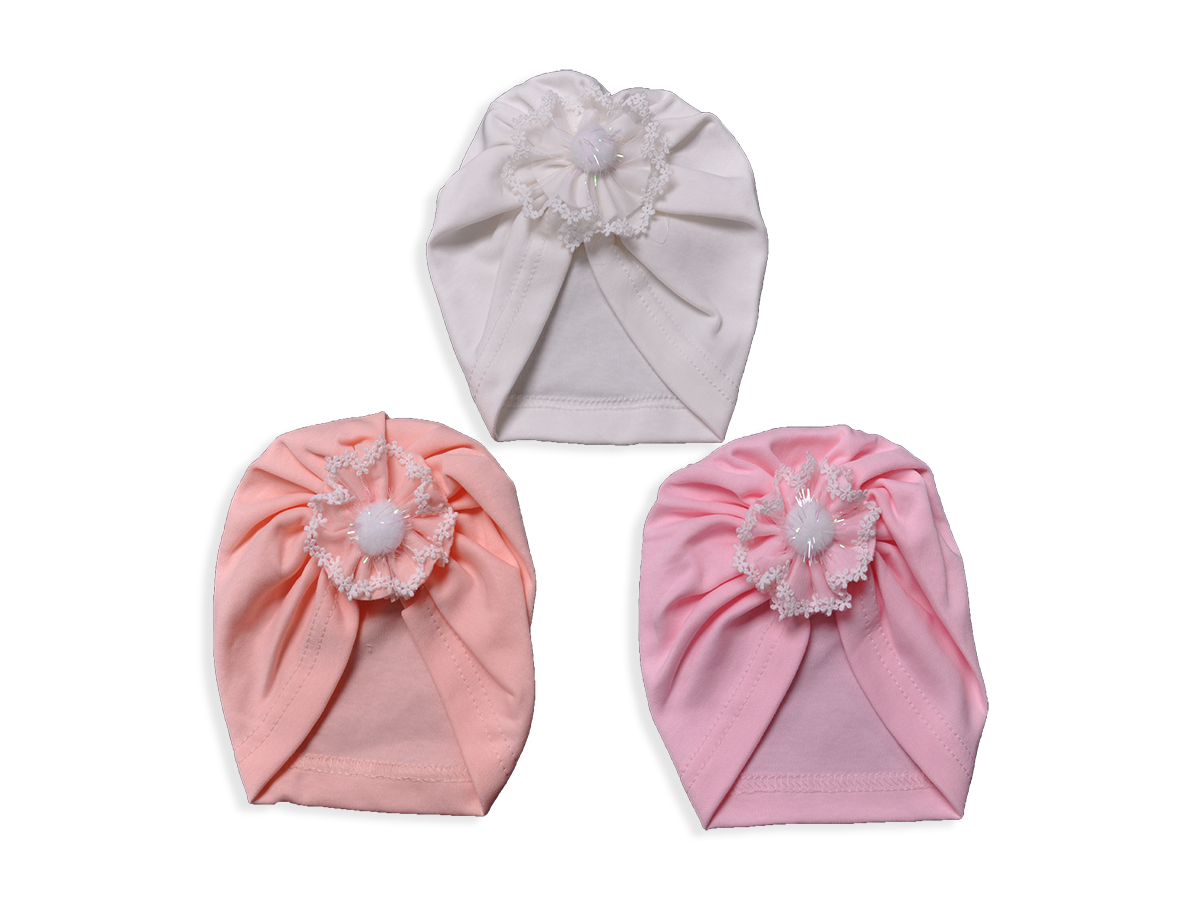 KIZ 3-18 AY PENYE PONPON ÇİÇEK BONE