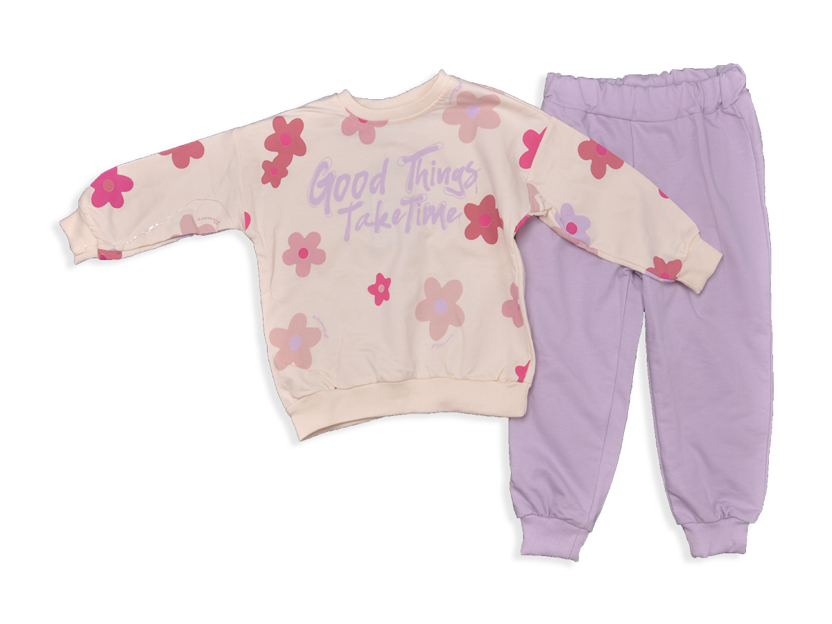 KIZ 2-5 YAS İKİ İP ÇİÇEKLİ KIZ TAKIM