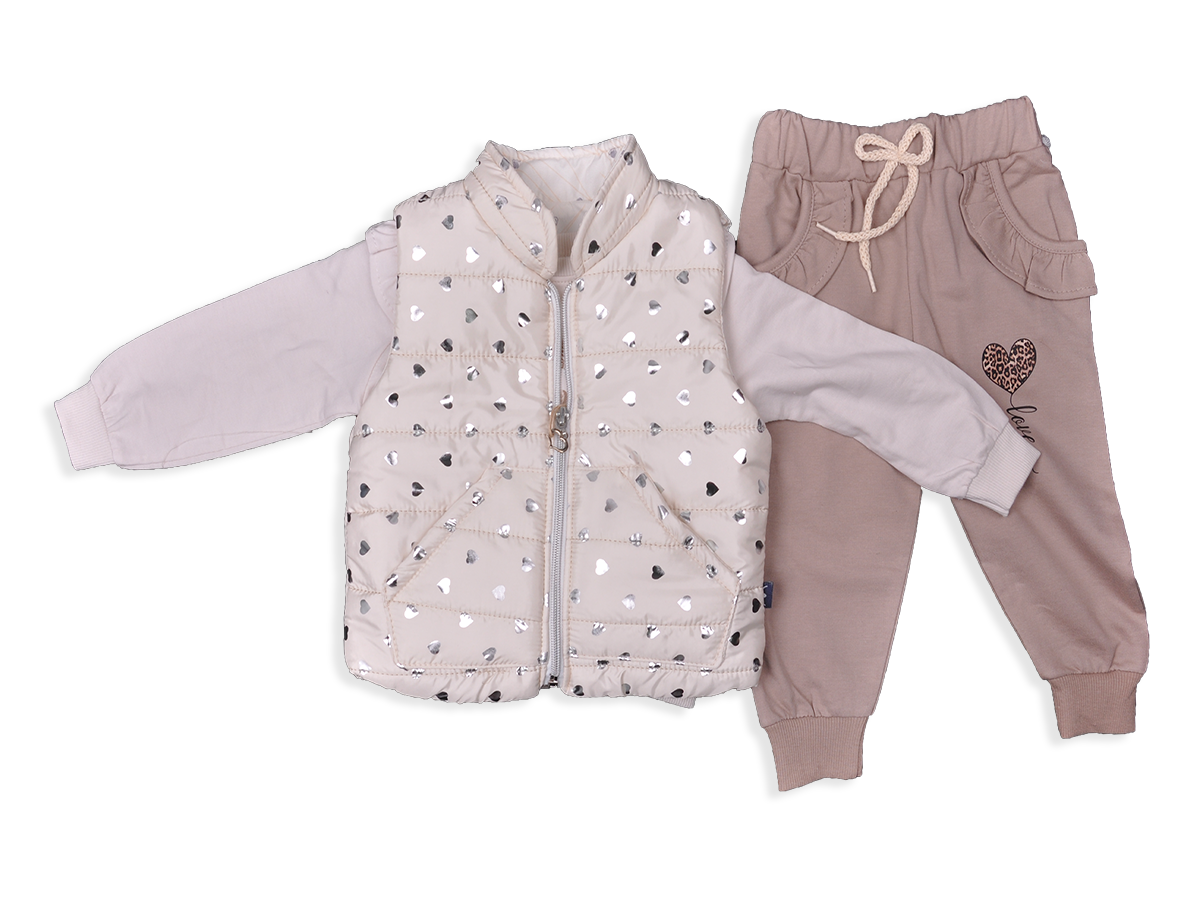 KIZ 9-18 AY KALPLİ ŞİŞME YELEKLİ 3'LÜ KIZ TK