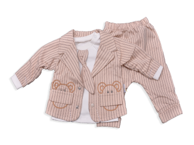 ERKEK 3-9 AY TAVSANLİ CİZGİLİ ÜÇLÜ TAKİM 