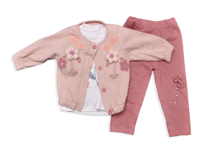 KIZ 9-18 AY TRİKO ÇİÇEKLİ 3'LÜ KIZ TK