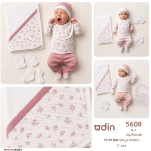7LI ZIBIN SET GUL DESENLI
