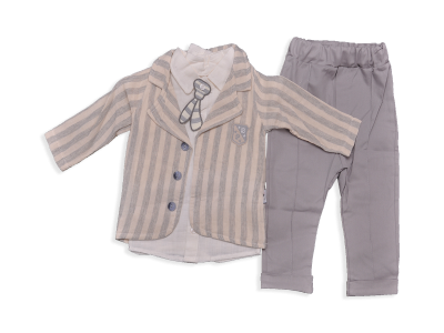 ARMA NAKIŞLI MÜSLİN (ORGANİK) CEKET ERKEK 3 LÜ TAKIM