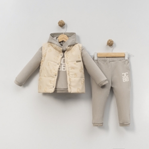 ERKEK 9-18 AY KAMUFLAJ DESENLİ ELYAFLI YELEKLİ 3 L