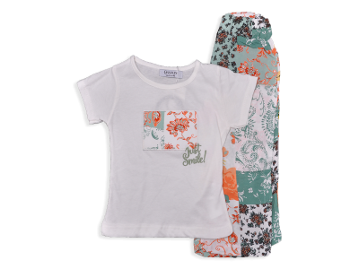 KIZ 2-5 YAS KARIŞIK DESENLİ ÜSTÜ NAKIŞLI 2’Lİ TAKIM 