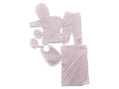 UNİSEX 3-3 AY KALP BASKILI 5LI ZIBIN BATTANİYE