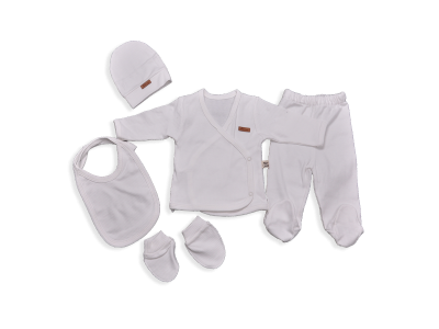 UNİSEX 1-3 AY 5LI ZIBIN ŞAPKA VE YAKA ARMALI